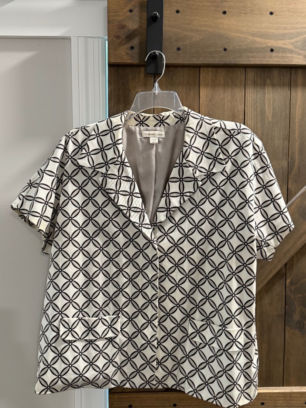 Coldwater Creek Women's Jacket | Size 20-22 | Black & Ivory Geometric Blazer